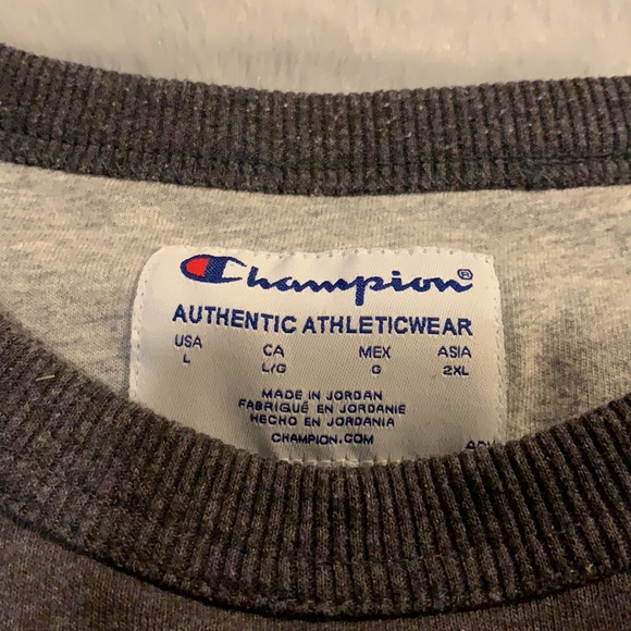 Men’s large champion crewneck, dark gray. - Picture 3 of 3